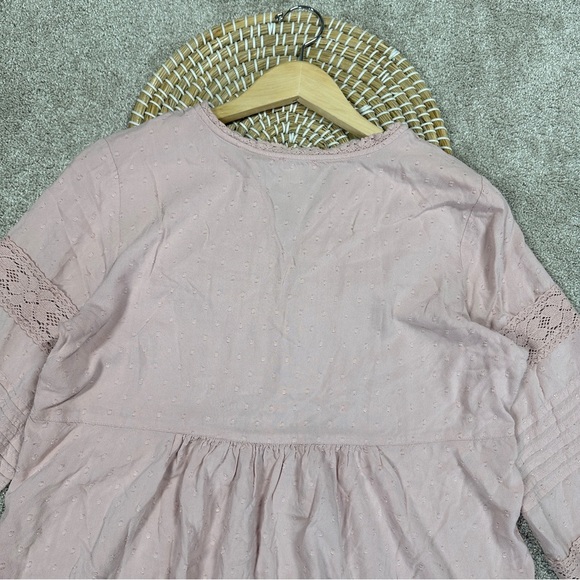Sundance Spirit Lake Top Blouse Pintucks Ruffle Sleeve Boho Coquette in Pink L - Picture 10 of 16